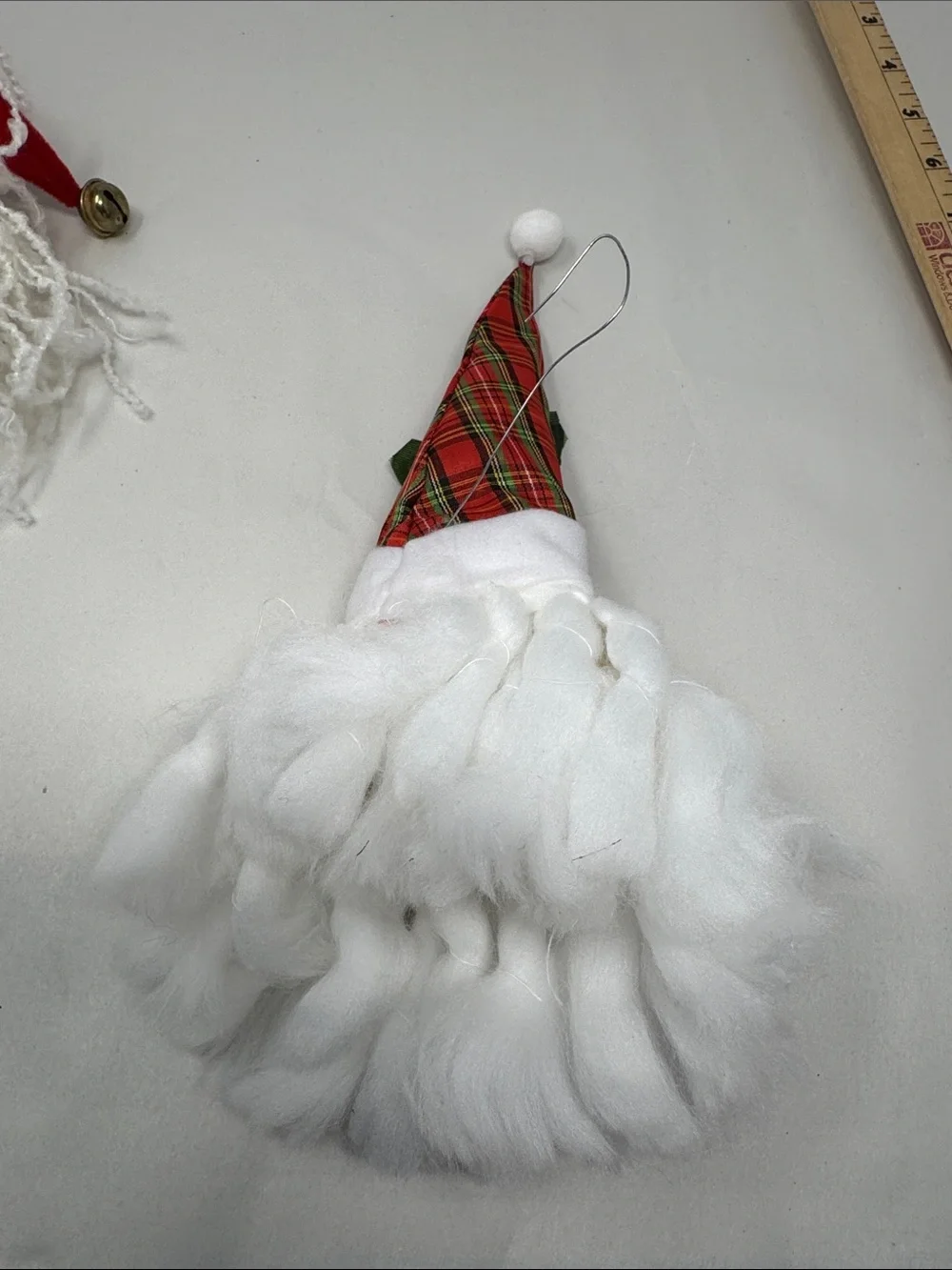 SANTA HEAD PLASTIC FACE CHRISTMAS ORNAMENTS LOT OF 2 VINTAGE HOLIDAY